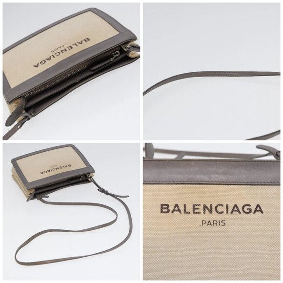BALENCIAGA Shoulder Bag Canvas Gray Beige Silver 390641 Auth ep5489 - Picture 16 of 16